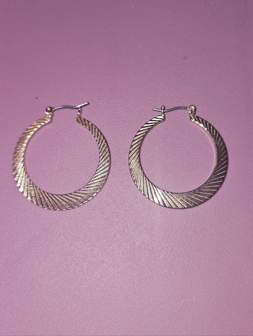 Rose Gold Textured Hoop Earrings - Women Jewelry